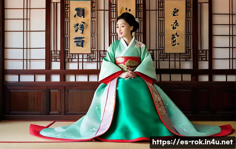 한국 전통 혼례 - **Prompt 1: The Resplendent Hanbok Bride**
    An elegant Korean bride stands gracefully, adorned in...